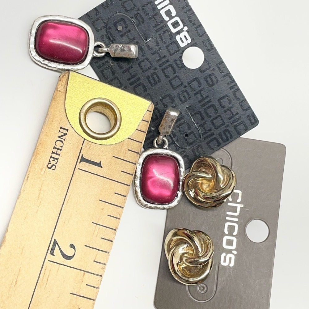 Chico's Silver and Pink Earrings Set - Picture 3 of 4